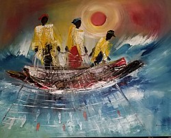 Lebougui, acrylique sur toile de Khassim Mbaye